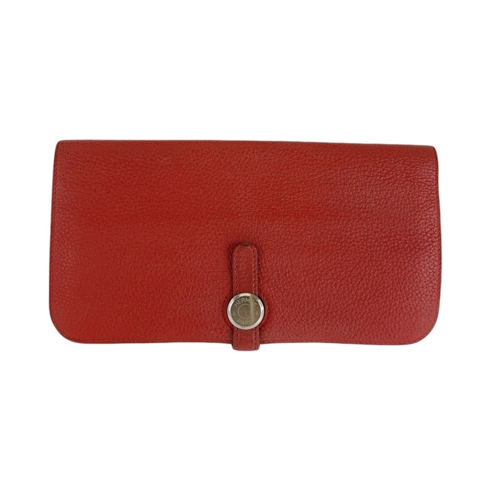 HERMES Dogon Long Wallet, Rouge Grenat Red, Silver Hardware, Togo Leather, R ...